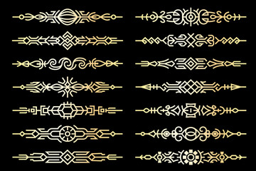 Line art luxury golden borders collection. Abstract golden elegant text dividers for your design projects