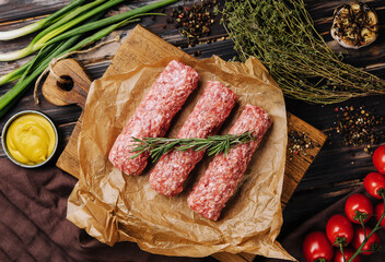 Wall Mural - Traditional romanian mititei, pork meat rolls