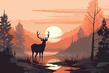 Silhouette Of Deer