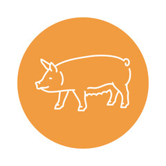 Wall Mural - Pig black line icon. Farm animals.