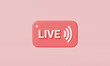 © Nostagrams - Online live stream icon. Online broadcasting, stream broadcast online meeting zoom, social media, online video, movies and live performance. 3d render illustration. Cartoon minimal on pink background