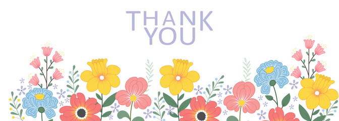 Wall Mural - Thank you banner with abstract flowers