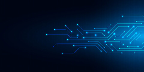 Poster - Circuit board texture with communication technology concept. Creative vector illustration