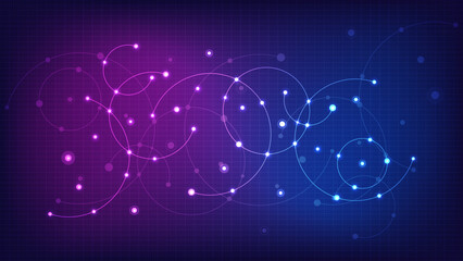 Wall Mural - Abstract geometric background with plexus circles. Vector illustration of minimalistic design