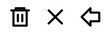 © Nuwirana - delete icon set, transcan cross and left arrow delet icon