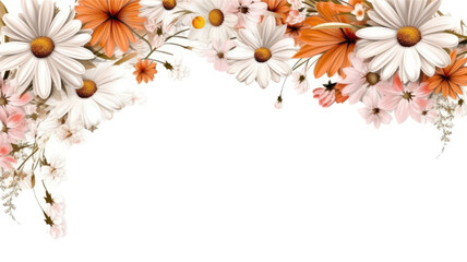 Sticker - frame border of blooming daisies, generative ai