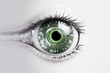 A green eye with label digital . Generative AI