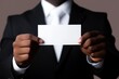 © Deivison - Business man holding white card, space to write, business concept, white background, digital illustration. Generative AI