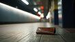 Verlorene Brieftasche Geldbeutel liegt am Boden in einer U-Bahn Haltestelle, AI generativ