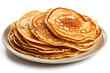 fresh pancakes in a plate isolated on a white background