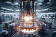 © YouraPechkin - Theme of nuclear fusion. Large experimental setup in a laboratory with plasma being generated at high temperatures. Generative AI