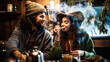 © AS Photo Family - Couple of friends hipsters in love smoking marijuana at kitchen. Generative AI.