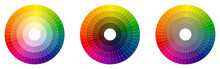 Colour Palette Wheel - RYB Model, Circle Divided Into Fourty Eight Shades, Version With Different Light, Dark And Saturation