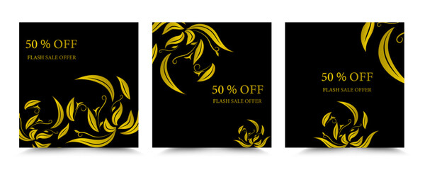 simple floral gold templates for sale