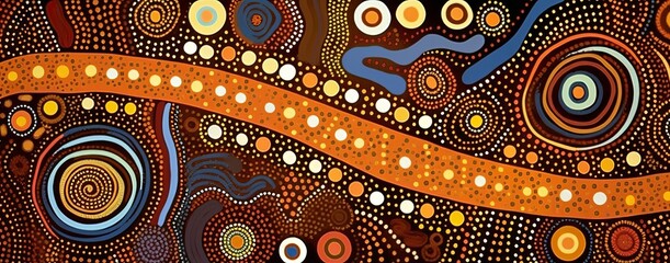 Abstract theme of Australian Aboriginal art. Represent style and dot painting techniques