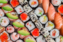 Set Of Japanese Sushi Background