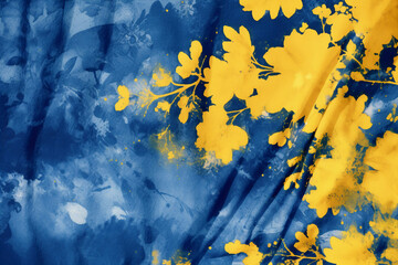 Wall Mural - Cyanotype, fabric, background, yellow, AI generative