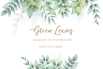 Poster - Beautiful green leaves background watercolor