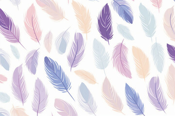 Wall Mural - pattern featuring minimalistic and stylized illustrations of feathers. AI generative