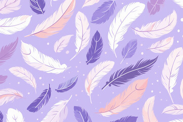 Wall Mural - pattern featuring minimalistic and stylized illustrations of feathers. AI generative