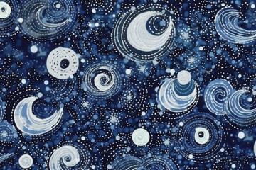 Wall Mural - Swirls of lunar dust in varying shades of silver and opalescent white intertwine with celestial constellations. AI generative