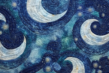Wall Mural - Swirls of lunar dust in varying shades of silver and opalescent white intertwine with celestial constellations. AI generative