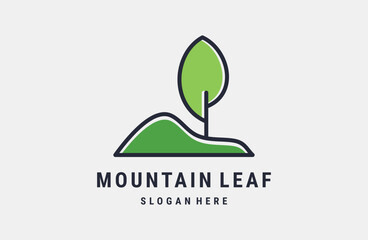 Mountain Leaf Logo Template Vector.