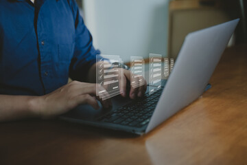 Digital data management and data best online concept, document file on sever, data download, Electronic file.