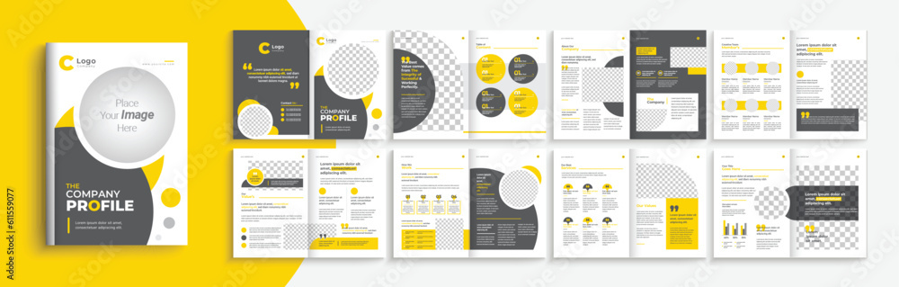 Profile Paper Layout Company profile template layout design with yellow and black color ...