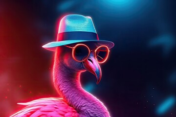 Wall Mural - sunbathing flamingo with generative  ai