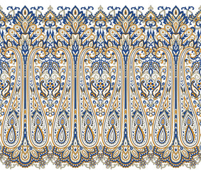 Wall Mural - Seamless traditional Asian silky paisley border