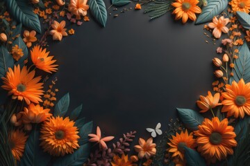 Wall Mural - summer decoration with beauty flowers background illustration. copy space. generative ai