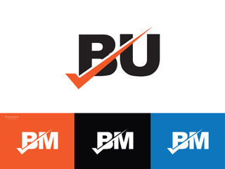 Minimalist Bu b&u b u  logo design with check mark idea