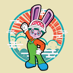 Poster - the rich rabbit illustration design for easter day with digital hand drawn
