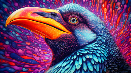 portrait of a Duck, Abstract art colorful painting Duck. Generative AI