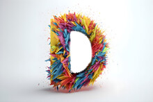 Illustration Of Abstract Bright Letter D Made From Colorful Sliced Paper Tapes On Light Background, Generative AI