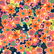 © Laziesvisa - estampado pintado a mano de flores con repetición con colores alegres primavera, seamless pattern floral