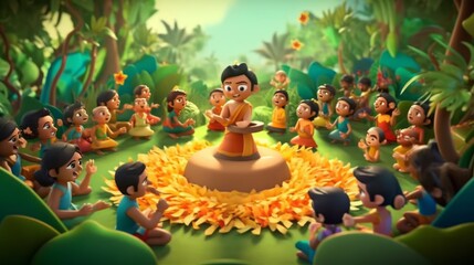 Wall Mural - Onam is an annual festival. celebrated in the state of Kerala India as a festival of harvest 20 August to 31 August World Humanitarian Day 19th august Generative AI