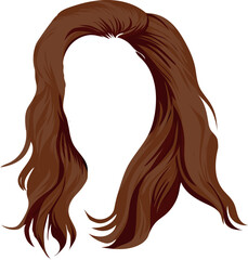 Sticker - brunette female pattern, long hair for female characters, cascade hairstyle, vector illustration