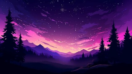 Wall Mural - night sky background with purple sky. nature background created in ai	