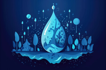 Wall Mural - Paper art , Saving water and world environmental day , Environmental protection and save earth water , Ecology and world water day , Created with generative AI