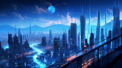 futuristic neon cyberpunk city, generative ai