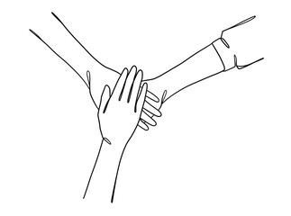 Continuous one line drawing of business people teamwork. Vector illustration.