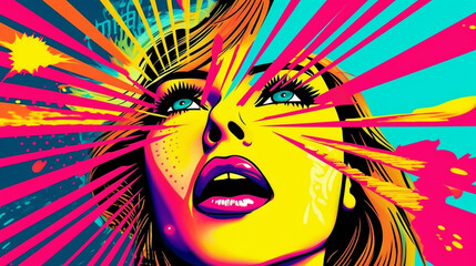 Wall Mural - Pop Art Fusion of Psyche, Fashion created with AI generative