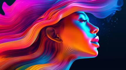 Wall Mural - Pop Art Fusion of Psyche, Fashion created with AI generative