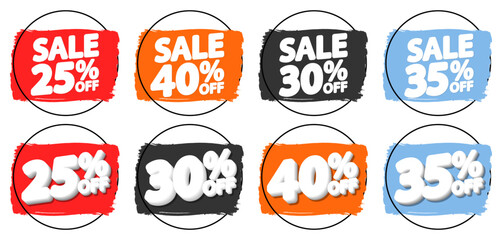 Set Sale banners design template, discount tags, app icons, vector illustration