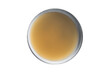 Bone meat chicken broth in a plate.  Isolated, transparent background