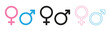 Male and female sign, Gender icon set , Gender symbol pink, blue and black collection