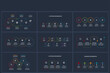© Tetiana - Line concept for infographic with 3, 4, 5, 6, 7 options, parts or processes. Template for web on a black background.