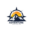 Mountain Compass Adventure Logo Design, Brand Identity Logos Designs Vector Illustration Template